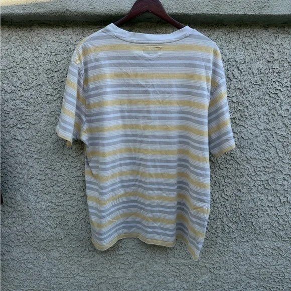 GUESS Men's Yellow and Gray Striped Tee - Picture 3 of 3
